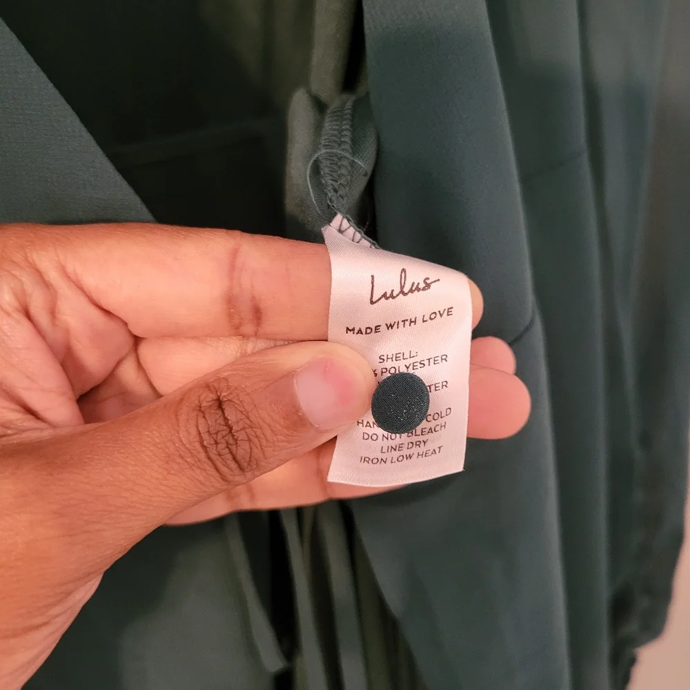 Lulu's Emerald Green Long Sleeve Wrap Gown Bohemian Bridesmaid Dress. Size XL - Picture 9 of 12